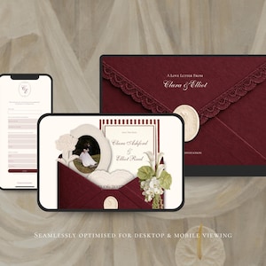 Burgundy Save the Date Website Template | Digital Wedding Invitation with RSVP | Instant Download image 5