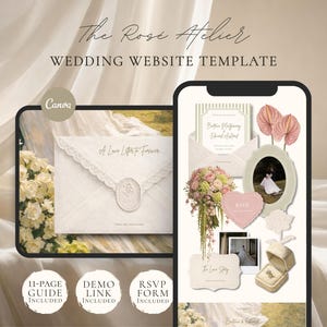 Wedding Website Template Canva | Modern Digital Invitation with RSVP | Instant Download