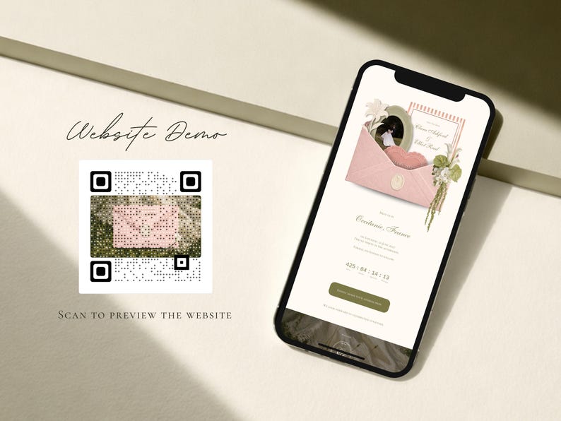Mall för webbplats med "Spara datumet" | Digital inbjudan med OSA i Blush & Sage | Direktnedladdning bild 10