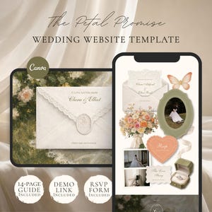 Wedding Website Template Canva | Modern Digital Invitation with RSVP | Instant Download
