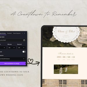 Plantilla de sitio web de boda romántica de lujo en Canva / Sitio web editable para anunciar la fecha de la boda / Invitación digital con confirmación de asistencia imagen 8