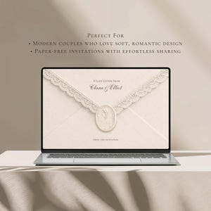 Plantilla web Pearl & Ivory para anunciar la fecha de la boda / Invitación de boda digital con confirmación de asistencia / Descarga instantánea imagen 9