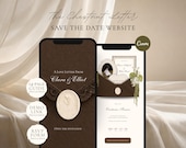 Brown and Ivory Save the Date Website Template | Digital Wedding Invitation with RSVP | Instant Download