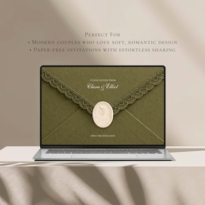 Olive Green Wedding Website Template Canva | Digital Wedding Invitation with RSVP | Instant Download image 9