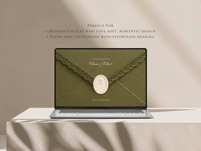 Olive Green Wedding Website Template Canva | Digital Wedding Invitation with RSVP | Instant Download image 9