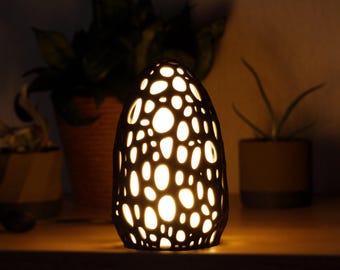 Lámpara LED de celosía orgánica: moderna lámpara de mesa USB, iluminación ambiental, decoración minimalista para el hogar.