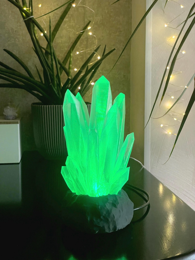 Lámpara LED de cristal RGB impresa en 3D, 12 colores