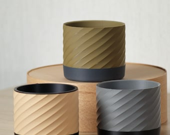 Set van 3 moderne plantenbakken met afvoer | Minimalistische kamerplanten voor vetplanten en kamerplanten
