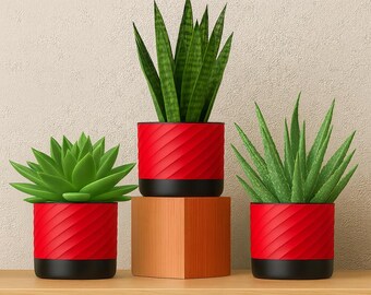 3D Printed Planter Set of 3 – Small Indoor Plant Pots, Succulent Pots