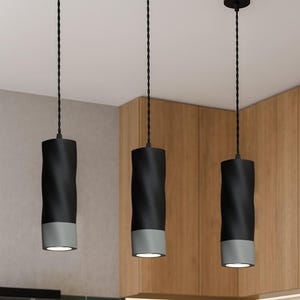 Modern Pendant Light Set of 3, Adjustable Minimalist Cylinder Lights fof Kitchen Island Lighting