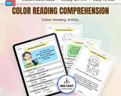 Color Reading Comprehension Printable, Kids Color Story Worksheets PDF, Preschool Literacy Pack