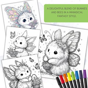 Bumblebunny Malseiten: 50 Fantasy-Häschen Seiten (Printable PDF)