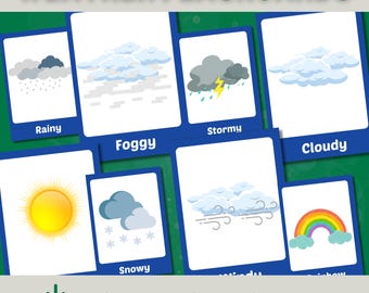 Weather Flashcards: Minimalist Early Learning Cards (Printable PDF)