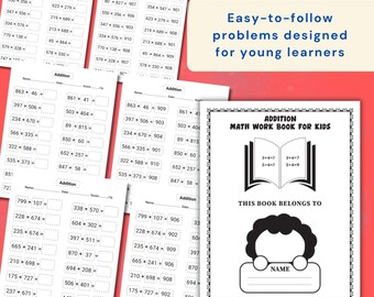 130 fogli di lavoro di addizione stampabili per esercizi di matematica divertenti dalla scuola materna alla seconda elementare, libro per bambini, PLR MRR