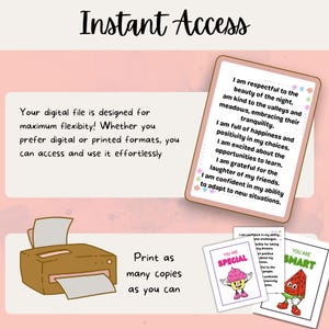 Afdrukbare Mindfulness-flashcards voor kinderen, kaarten met positieve bevestiging, PLR MRR, Done for You-werkbladen met wederverkooprechten, terug naar school