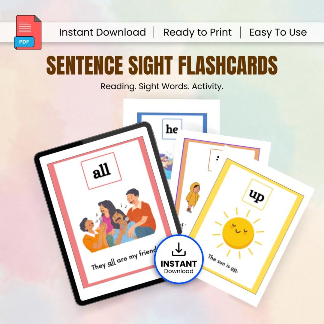 Sight Word Sentence Flashcards Printable | Kids Reading Practice Cards ...