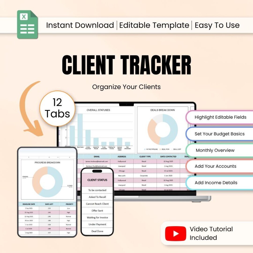 Client Tracker Google Sheets CRM Sales Pipeline Lead Management ...