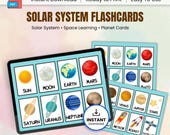 Solar System Flashcards, Printable Kids Learning Cards, Space Study Set Pack for Home