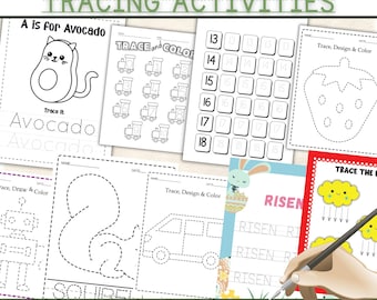 Kindergarten Nachverfolgungs-Aktivitäten: Handschrift-Übungen (Digitaler Download)