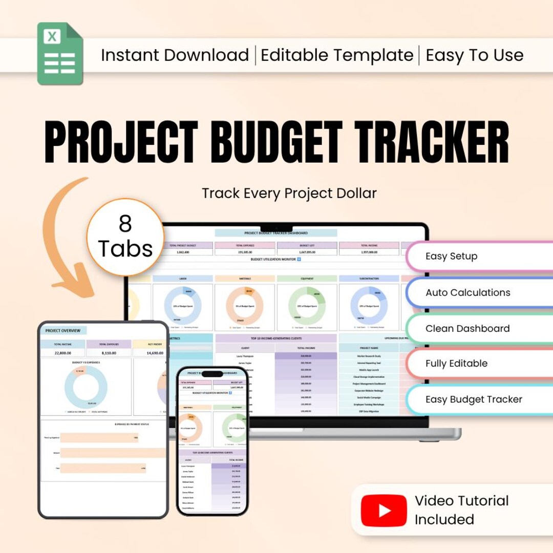 Project Budget Tracker Sheet | Project Cost Planner Google Sheet ...