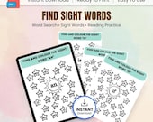 Find Sight Words Printable, Dolch Sight Words Search PDF, Kindergarten Reading Activity Pack
