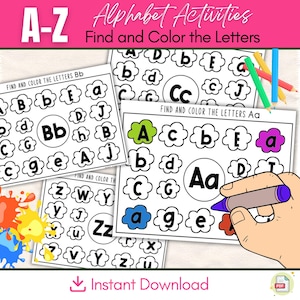 Alphabet Coloring Pages: A-Z Letter Find & Color (Digital Download)