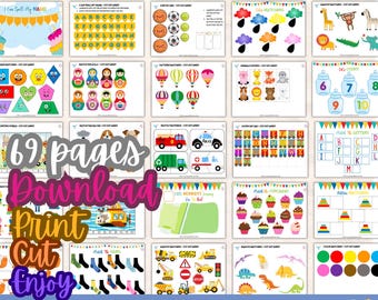 Preschool Learning Bundle: Fun Printable Activities (69 Pages) (Digital Download)