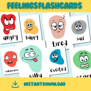 Gefühle Karteikarten für Kinder | Emotionale Anerkennung und Ausdruck | Druckbare PDF | Sozial emotionales Lernen (SEL) Karten | Pre-Lernen