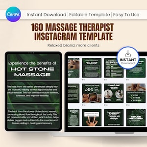Massage Therapist Instagram Canva Templates, Perfect Spa Bodywork Social Media Pack