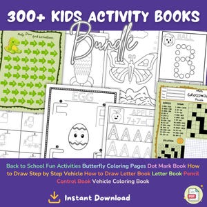 300 Kids Activity Books Bundle Printable Worksheets Coloring Puzzles Drawing Fun for Home Classroom