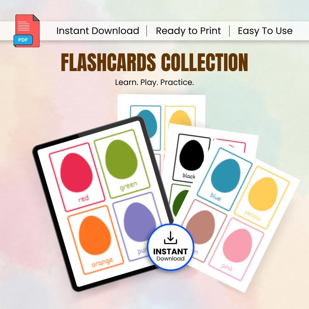 Color Flashcards Collection Kids Printable Learning Cards Preschool ...