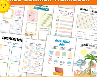 Kids Summerstreifen 52 Seiten Spaß Printables Lernspiele Färbung Puzzles