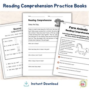 Reading Comprehension Books Engaging Stories Questions Kids Literacy Worksheets for Homeschool Classroom