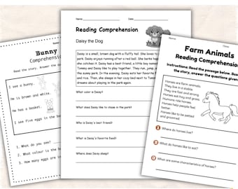 Reading Comprehension Books Engaging Stories Questions Kids Literacy Worksheets for Homeschool Classroom