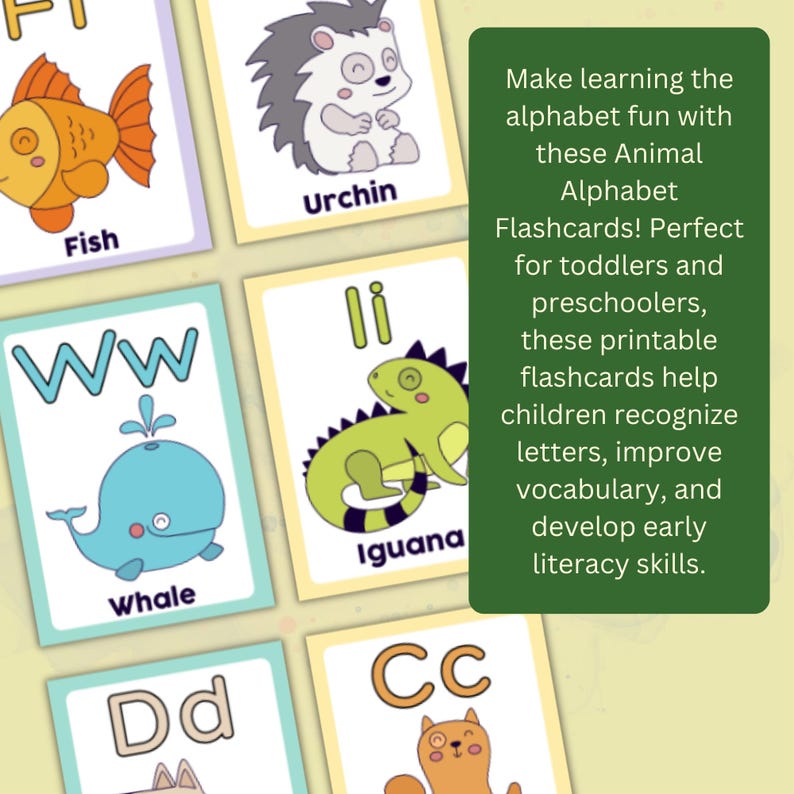 Animal Alphabet Flashcards ABC Learning Cards printable PDF Etsy animal-alphabet-flashcards-abc-learning-cards-printable-pdf-etsy