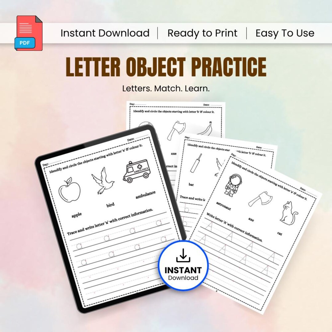 Letter Object Practice Kids Printable Alphabet Objects Phonics ...