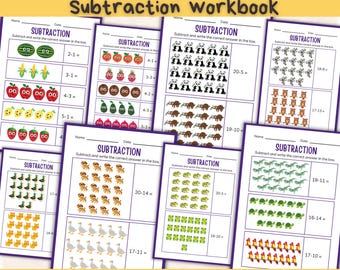 Kindergarten Subtraction Workbook Fun Printable Math Practice for Kids Easy Early Learning Activities