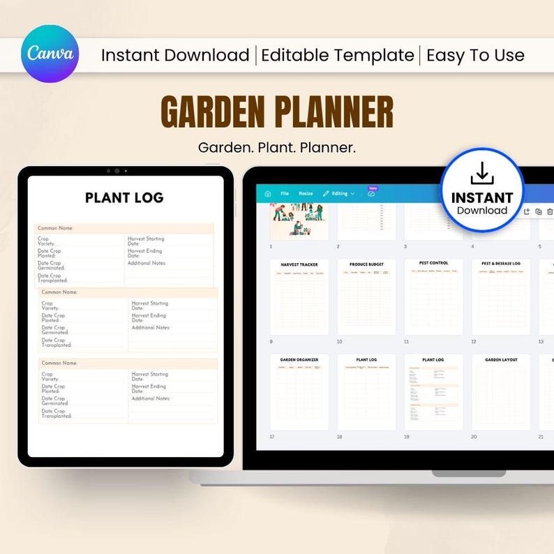 Garden Planner Printable, Editable Canva Template, Planting Schedule ...