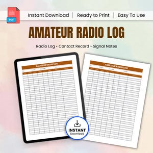 Registro di radioamatori stampabile, registro contatti radioamatoriali, foglio di registrazione QSO, diario di stazione in PDF