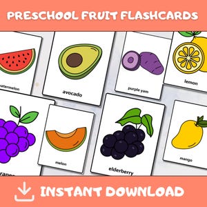 Cartes ABC imprimables pour les tout-petits Cartes d'apprentissage colorées de fruits pour l'éducation préscolaire préscolaire