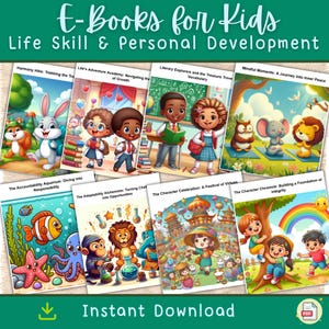 24 eBooks pour enfants sur les compétences psychosociales et le développement personnel | Livre pour enfants | Téléchargements numériques modifiables | Livre d'histoires | Lot de modèles de livres électroniques pour enfants