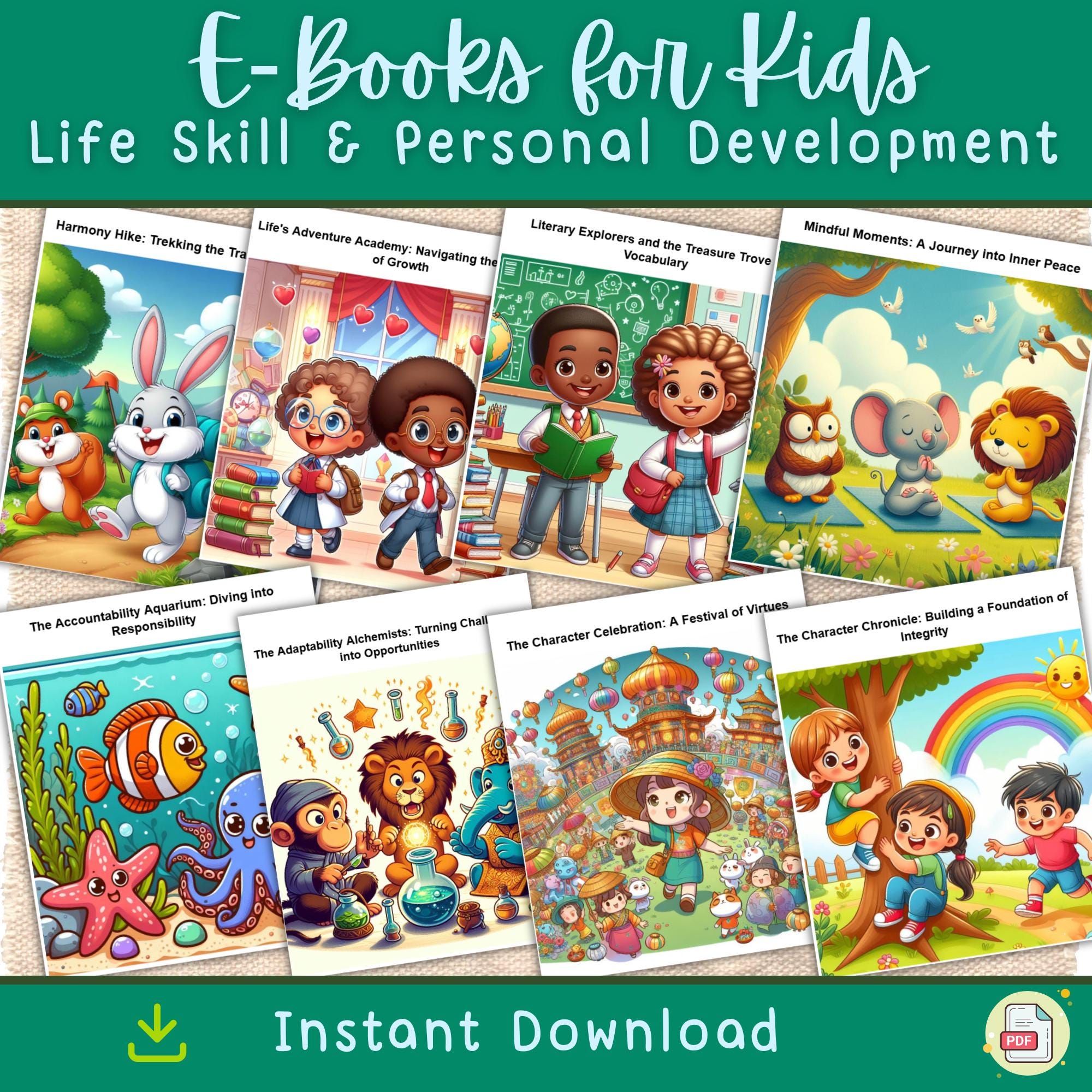 24 eBooks for Kids LifeSkills & Self Development | Children's Book | Editable Digital Downloads | Storybook | Kids eBook Template Bundle