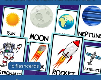 Solar System Flashcards Printable Space Learning Cards for Kids Fun STEM Activity for Early Learners