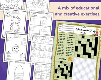 Kids Activity Book Bundle – 300+ Printable Worksheets for Learning, Coloring & Fun Puzzles