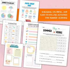 Kids Summer Workbook - Fun Educational Activities Puzzles Coloring, Toddler Busy Book, PLR MRR