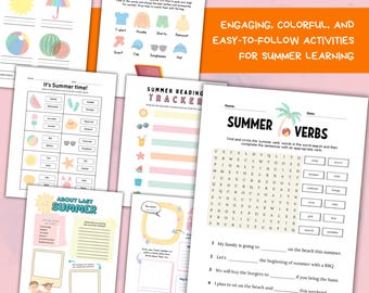 Kids Summer Workbook - Fun Educational Activities Puzzles Coloring, Toddler Busy Book, PLR MRR