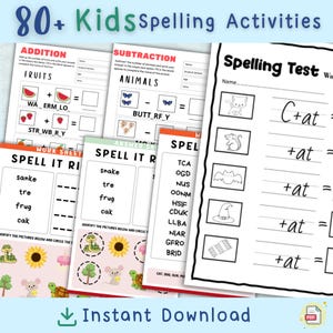 Kids Spelling Activities: Early Literacy Worksheets (Printable)