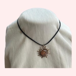 Sun and Moon Charm Necklace on Black Faux Suede Cord
