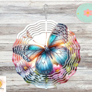 Floral Butterfly Wind Spinner Sublimation Design: Door Hanger PNG (Digital Download)