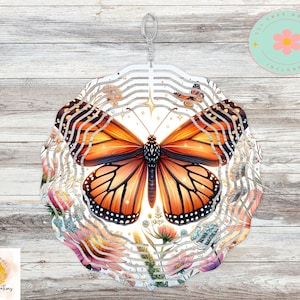 Floral Butterfly Wind Spinner Sublimation Design: Door Hanger PNG (Digital Download)